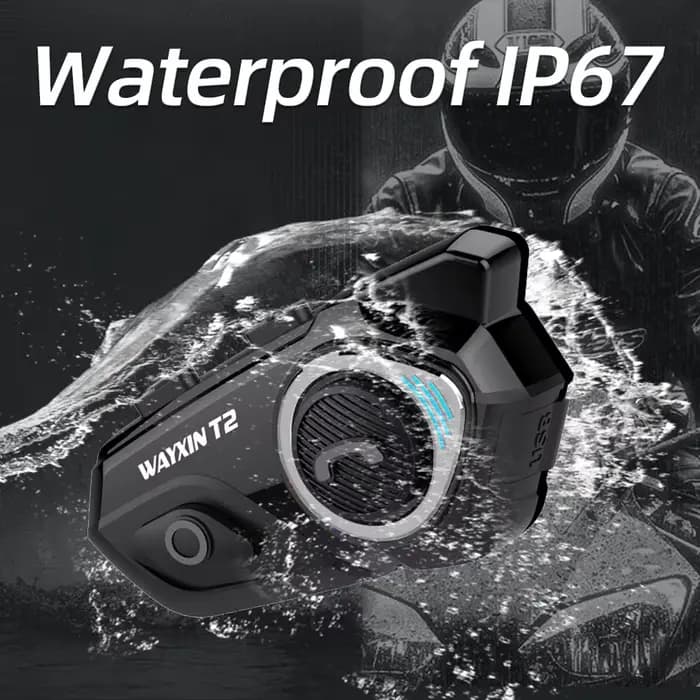 WAYXIN Casque T2 Moto Bluetooth Interphone Pour 2 Cavalier 300M Intercomunicador