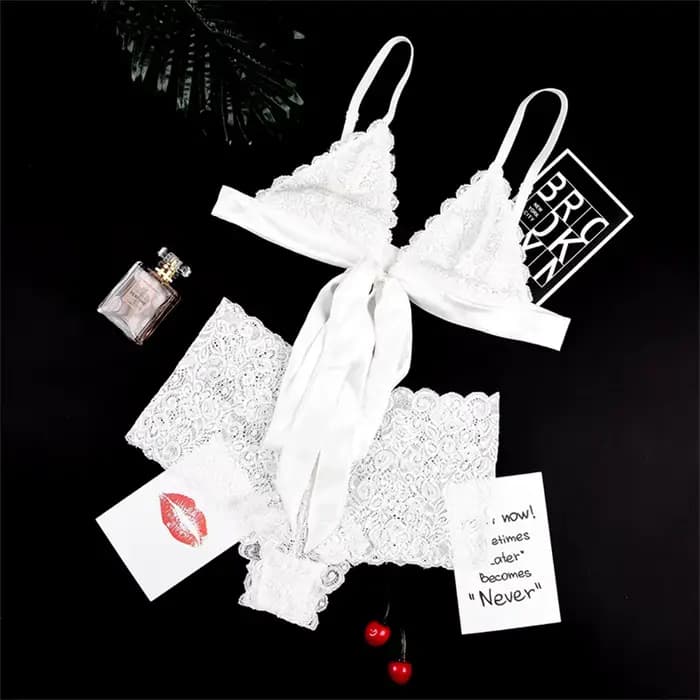 Langerie Sexy Lingerie Porno costume femme dentelle broderie sous-vêtements femmes nœud papillon Push Up soutien-gorge slips tenue lenceria sensuel mujer