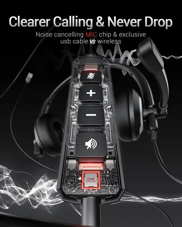 Casque USB filaire Awatrue avec micro anti-bruit pour PC portable, contrôle intégré, son amélioré et léger
