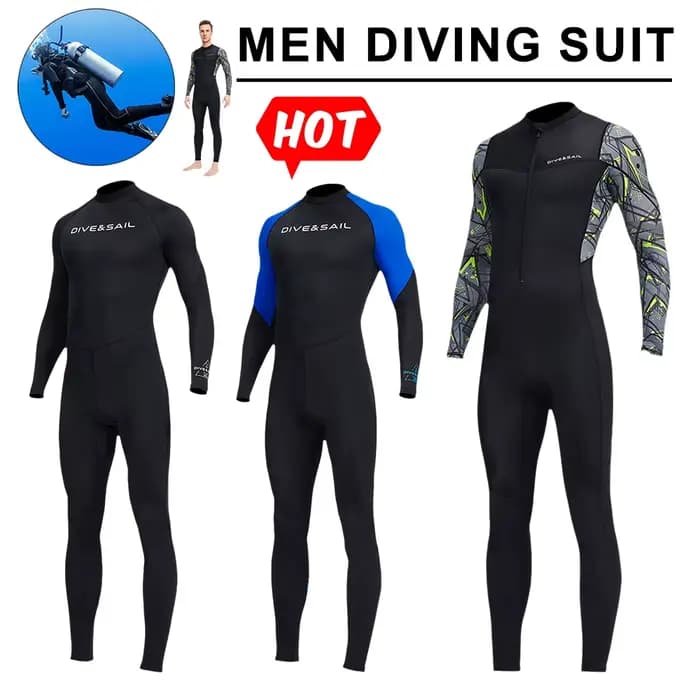 Vêtements de plongée à manches longues pour hommes, maillot de bain avec fermeture éclair, élastique, écran solaire, plongée en apnée, surf, équipement de sports nautiques
