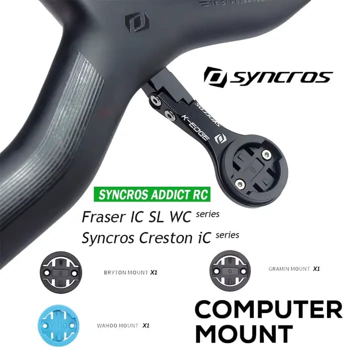 SYNCROS Mount ADDICT RC guidon intégré support d'ordinateur GPS/Garmin/Bryton/Wahoo