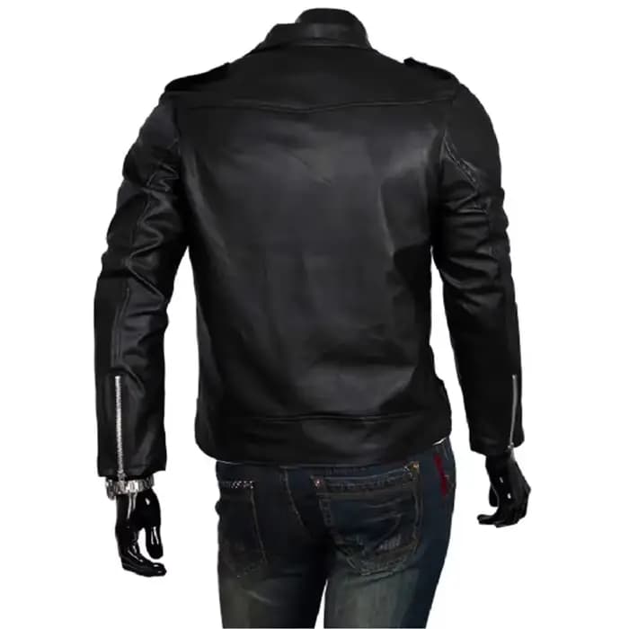 Veste de moto en cuir coupe couvertes pour hommes