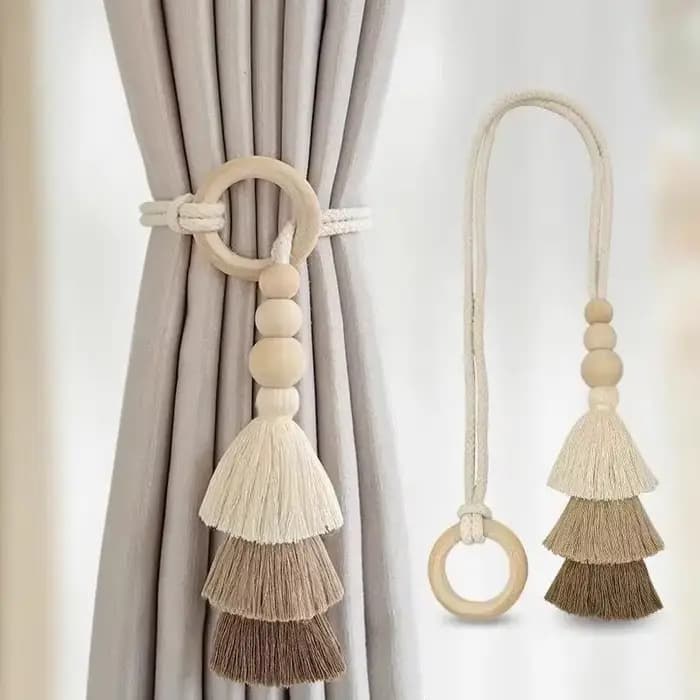 Accessoires de rideaux bohèmes, boucle de rideau simple avec décoration en pompon