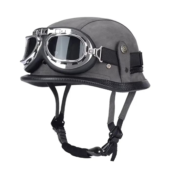 Casque de Moto Demi-Ouvert en Cuir PU