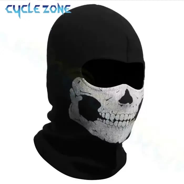 Cagoule de vélo masque complet imprimé crâne moto