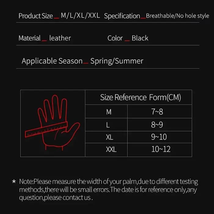 Gants de Moto d'été sans doigts