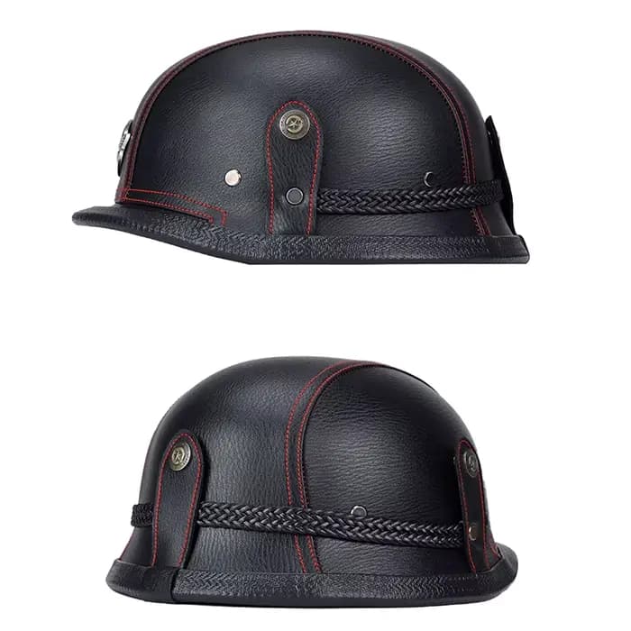 Casque demi-visage en cuir de Style allemand pour moto