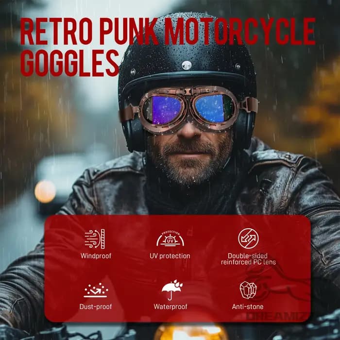 Lunettes de moto rétro vintage pour Harley Pilot