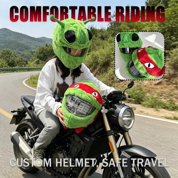 Housse en peluche Alien pour casque de moto