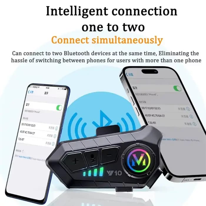 Casque de moto V5.3 avec écouteurs Bluetooth