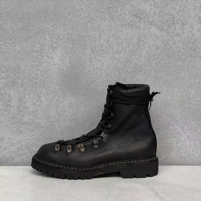 Bottes de moto en cuir véritable pour hommes, chaussures d'alpinisme à lacets en métal, bottes de randonnée occidentales mi-mollet pour l'extérieur