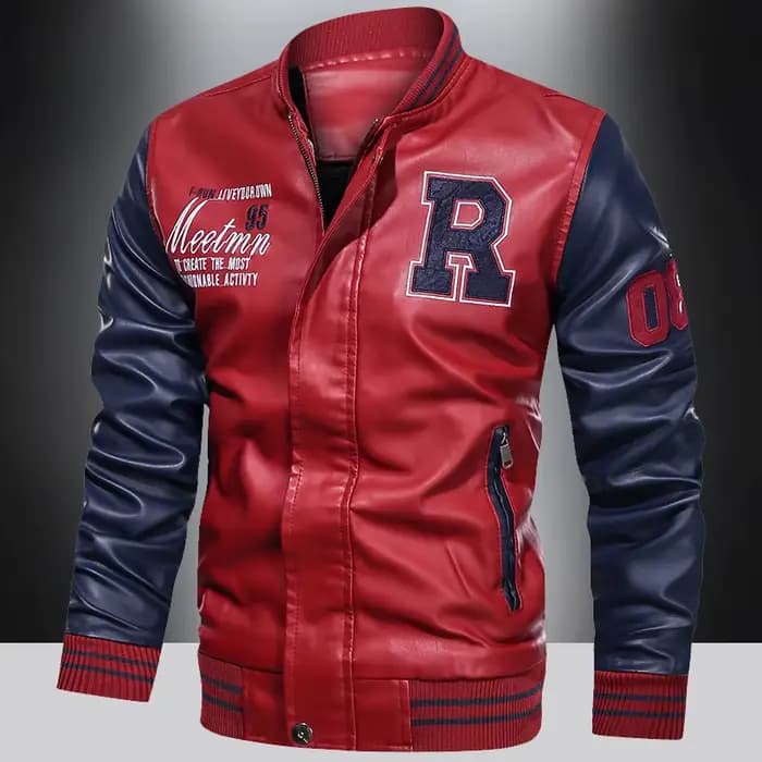 Veste de moto en cuir PU imperméable pour homme
