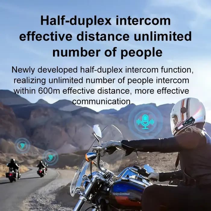 Interphone pour casque de moto demi-Duplex 600M