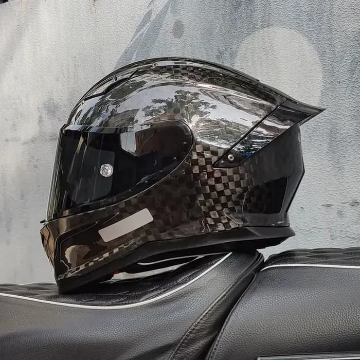 Casque de moto en fibre de carbone ORZ quatre saisons intégral approuvé DOT unisexe