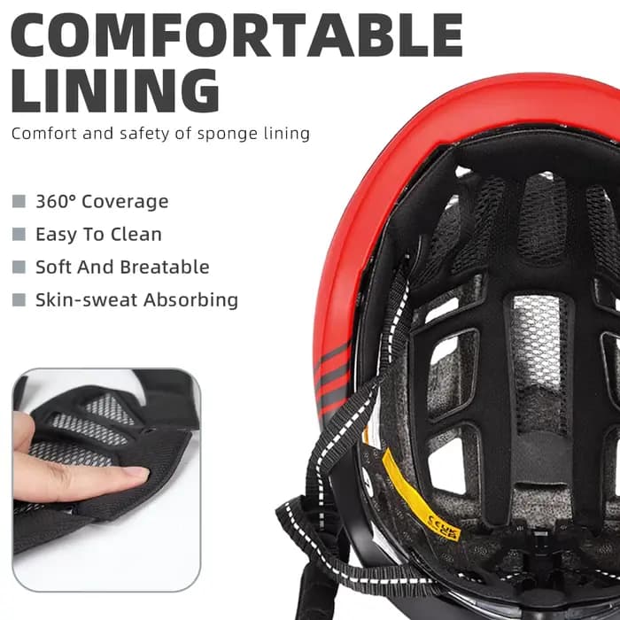 VICTGOAL Casque de vélo de route VTT pour hommes Femmes avec lunettes de visière LED Lumière arrière