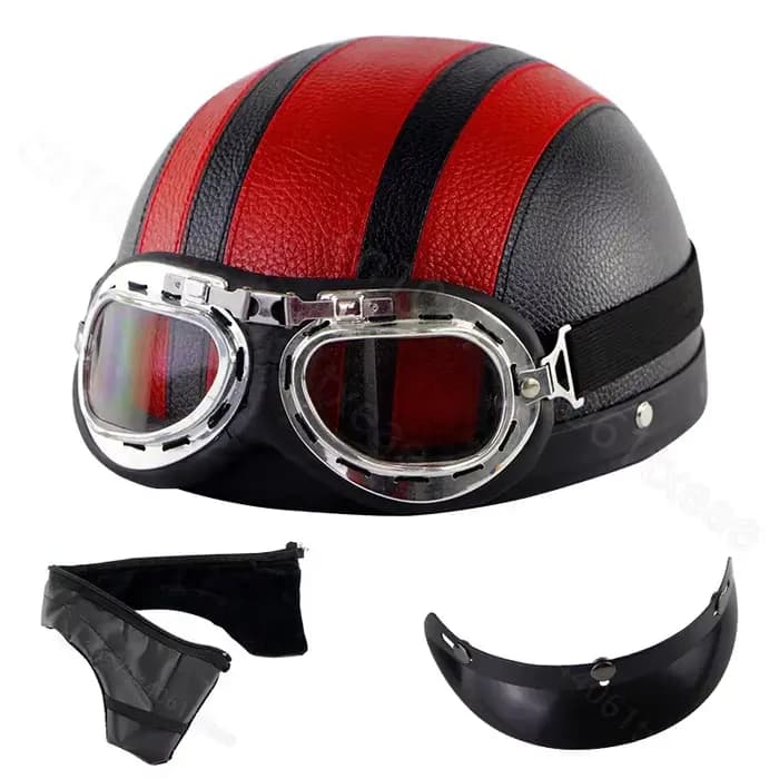 Casque de moto en cuir rétro personnalisé