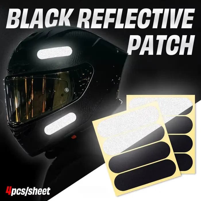 1 ensemble d'autocollants réfléchissants noirs pour casque