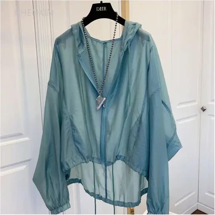 Vestes à Capuche pour Femme, Vêtements d'Extérieur Légers et Respirants, avec Fermeture Éclair Résistante au Soleil, Été