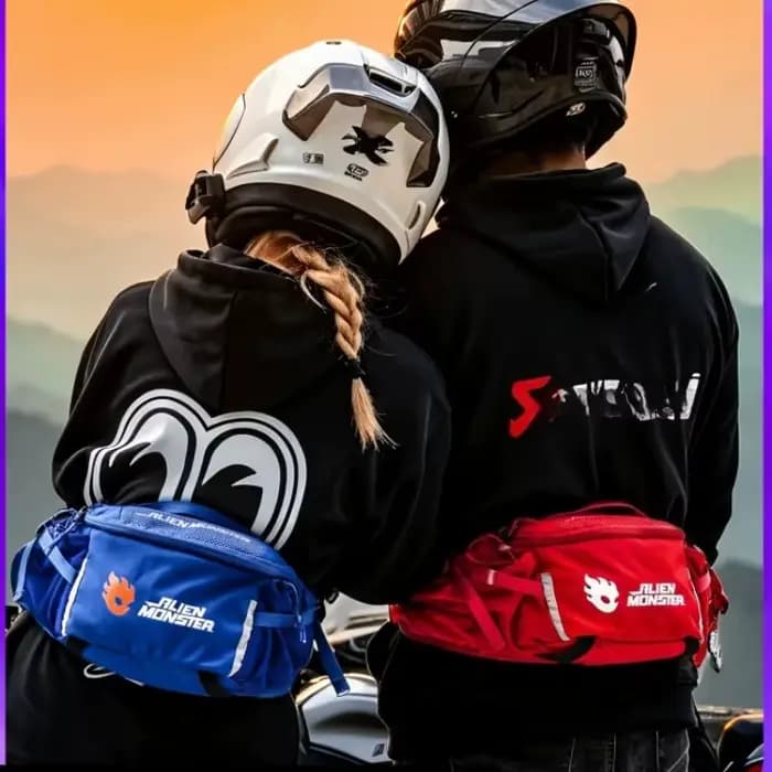 Sac banane moto rouge, sacs bandoulière