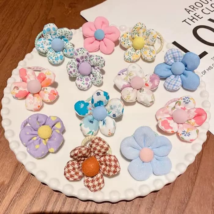 10 pièces/ensemble bébé fille mignon fleur bandes de cheveux enfants élastique pour queue de cheval enfants doux chouchous élastique en caoutchouc filles cheveux accessoires