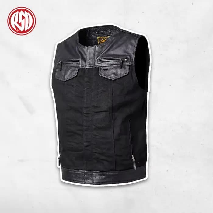RSD Temple Gilet moto hommes Veste Original classique en cuir de Buffalo Vintage