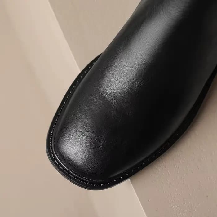 Bottes de chevalier en cuir véritable de vache pour femmes