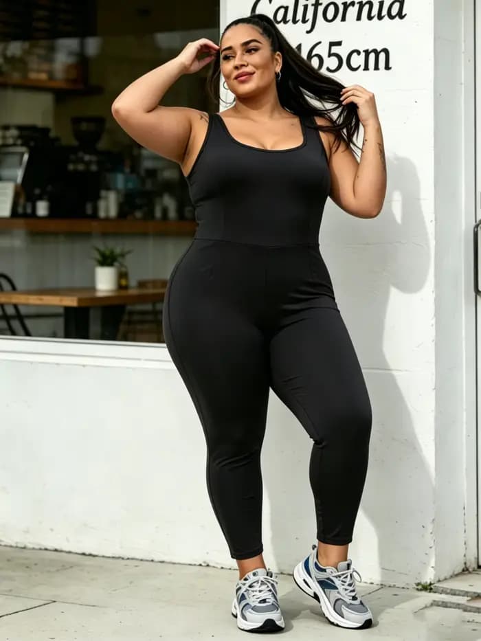 Combinaison de sport moulante une pièce pour femme grande taille, style débardeur et leggings, pour le yoga