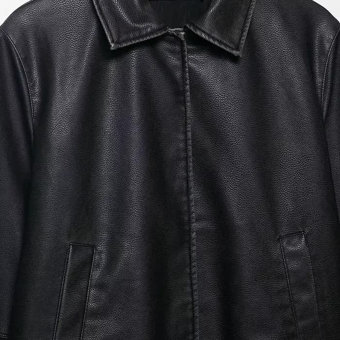 Vestes en cuir femmes noir Faux manteau vêtements d'extérieur solide à manches longues hauts 2025