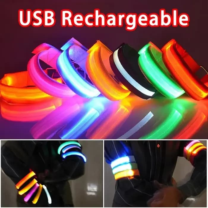 Brassard de course de nuit lumière LED Sports de plein air USB Rechargeable ceinture de sécurité bras jambe