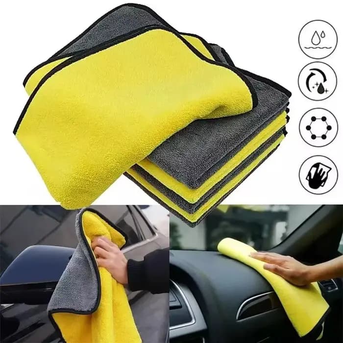 Serviette de lavage de voiture Ultra douce, chiffon d'entretien de voiture en microfibre, chiffon de nettoyage et de séchage, chiffons de nettoyage Double couche, serviettes de lavage de voiture