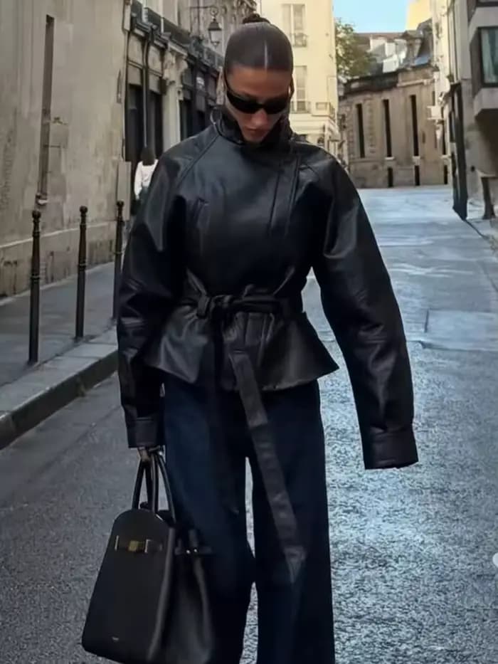 Nouvelle Tendance 2026 : Manteau Trench Noir en Similicuir pour Femme