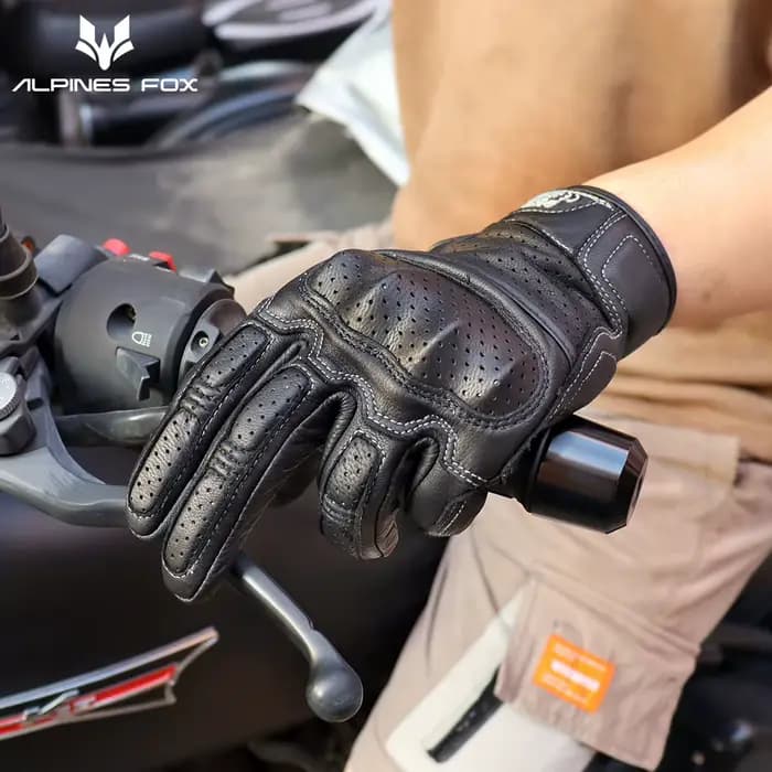 Gants de moto Vintage en cuir véritable