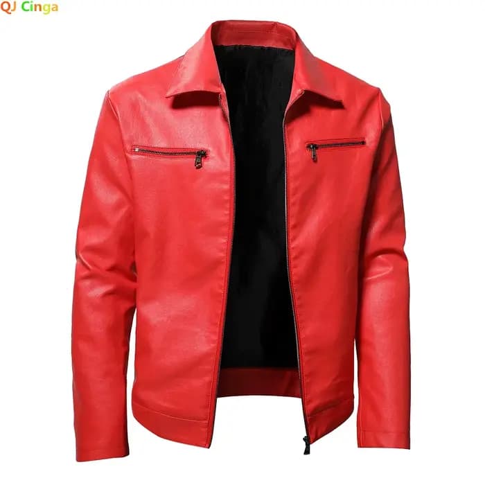 Veste de moto rouge pour hommes