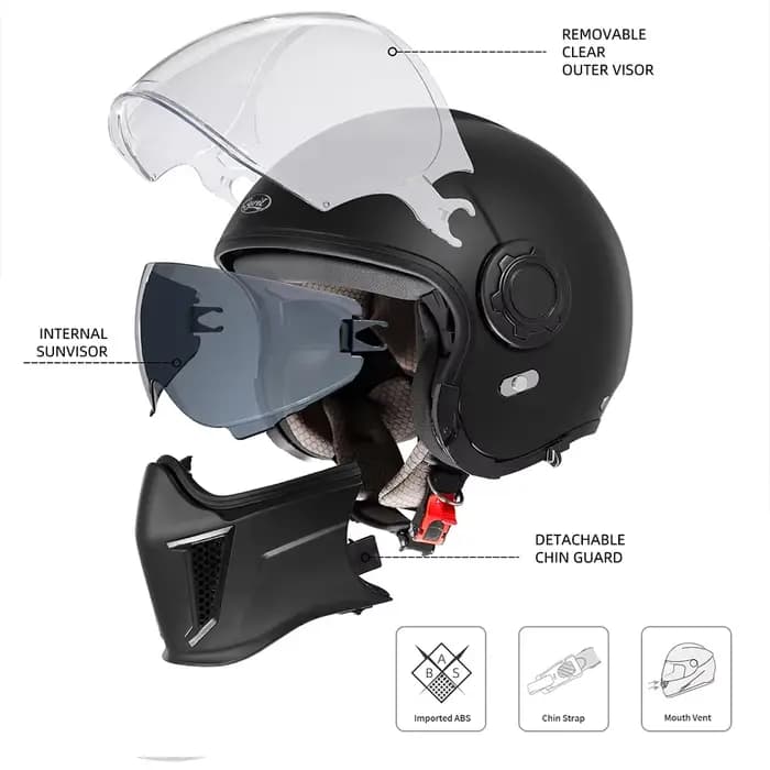 Casque De Moto modulaire intégral visage ouvert casques rétro DOT ECE approuvé CYRIL OP12A Capacete