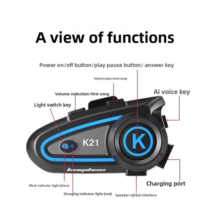 Casque de moto Bluetooth KUQIBAO 3/4 ouvert