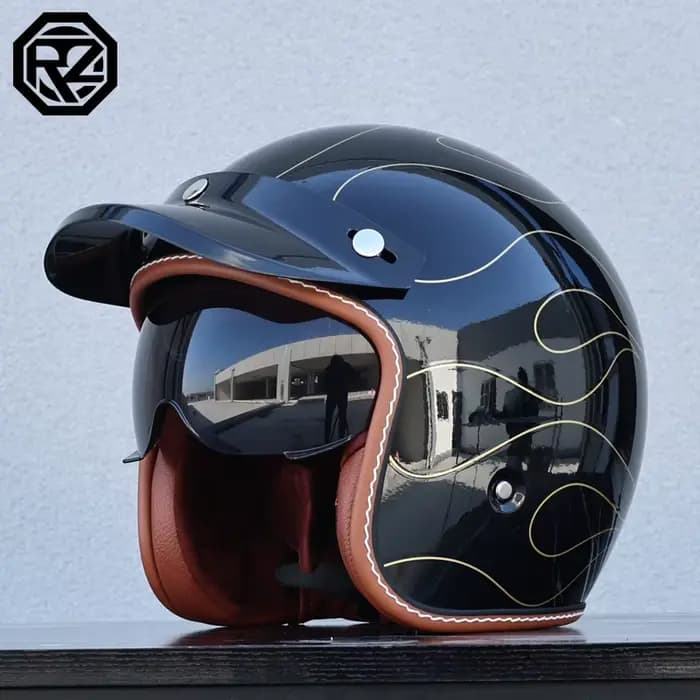 Casque de moto rétro trois-quarts