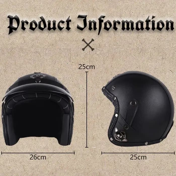 UCHOOSE casque de Moto rétro en cuir PU visage ouvert 3/4 Chopper casques de vélo classique Casco