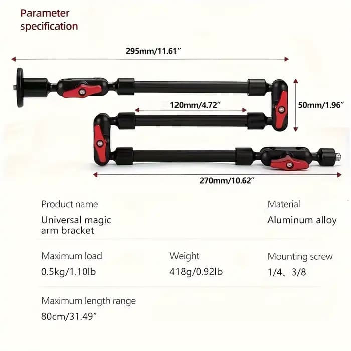 Support de bras magique universel télescopique rotatif multifonctionnel en alliage d'aluminium
