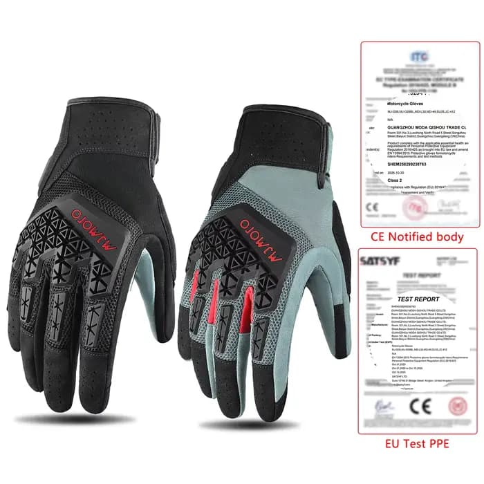 Gants de moto certifiés CE maille Textile ventilé