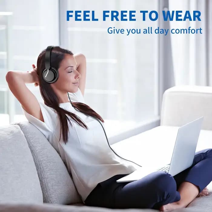 Awatrue Casque d'ordinateur USB pour travailler avec micro antibruit Commandes muettes en ligne Casque filaire pour bureau/centre d'appels/éxtes