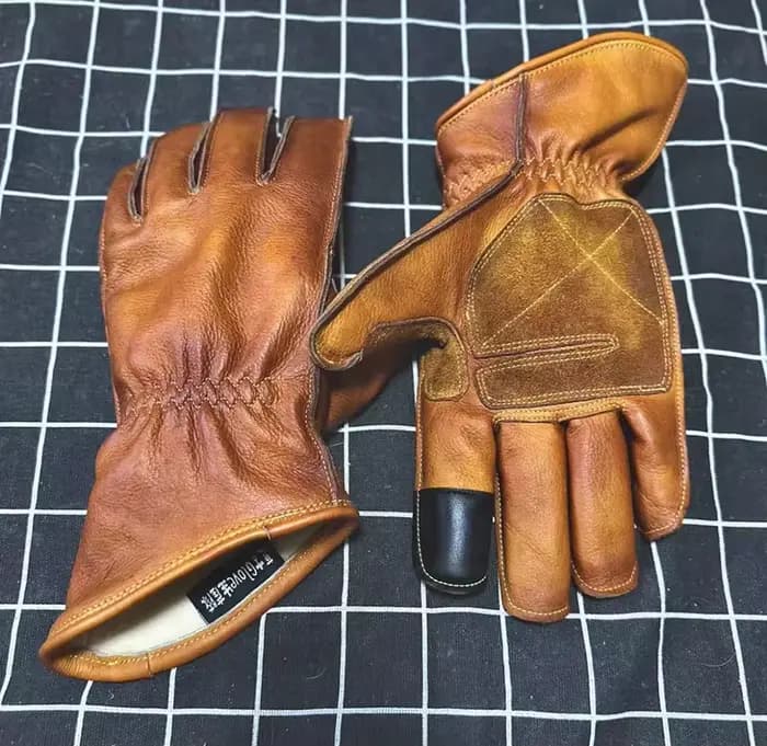 Gants de course de moto en cuir vintage faits à la main