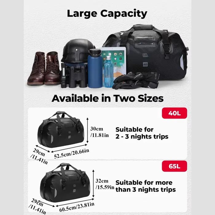 Sac arrière étanche pour moto