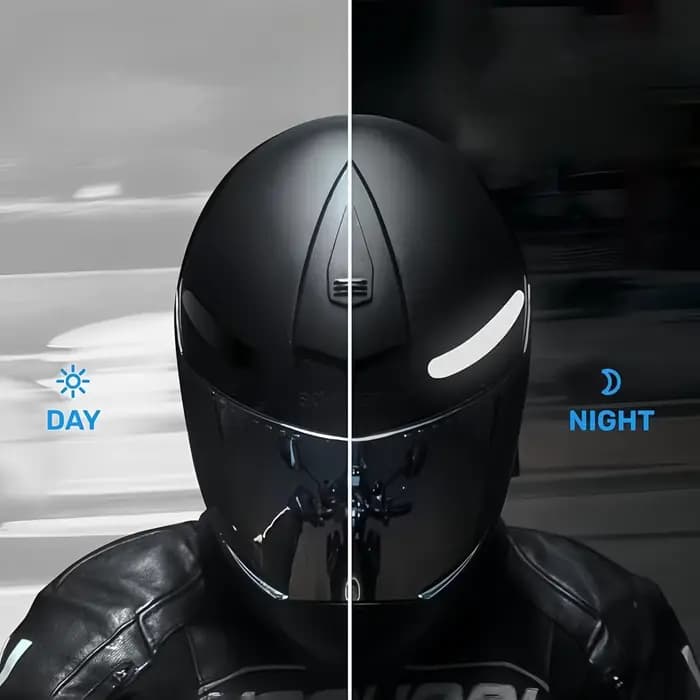 1 Kit de 6 autocollants réfléchissants noirs pour casque de moto