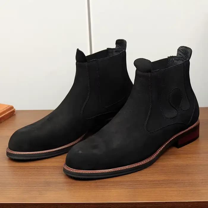 Botte de selle haute en cuir fauve pour hommes