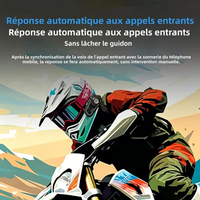 Casque Bluetooth pour moto avec interphone 3 voies et écran LED