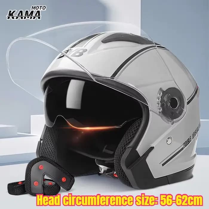 Casque de moto électrique quatre saisons à double visière anti-buée