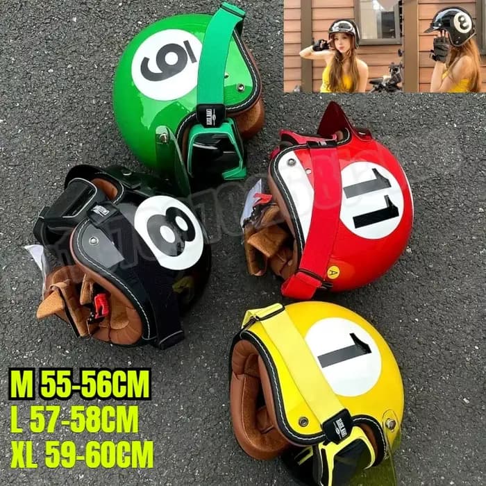 Mignon rétro casque de billard moto 3/4