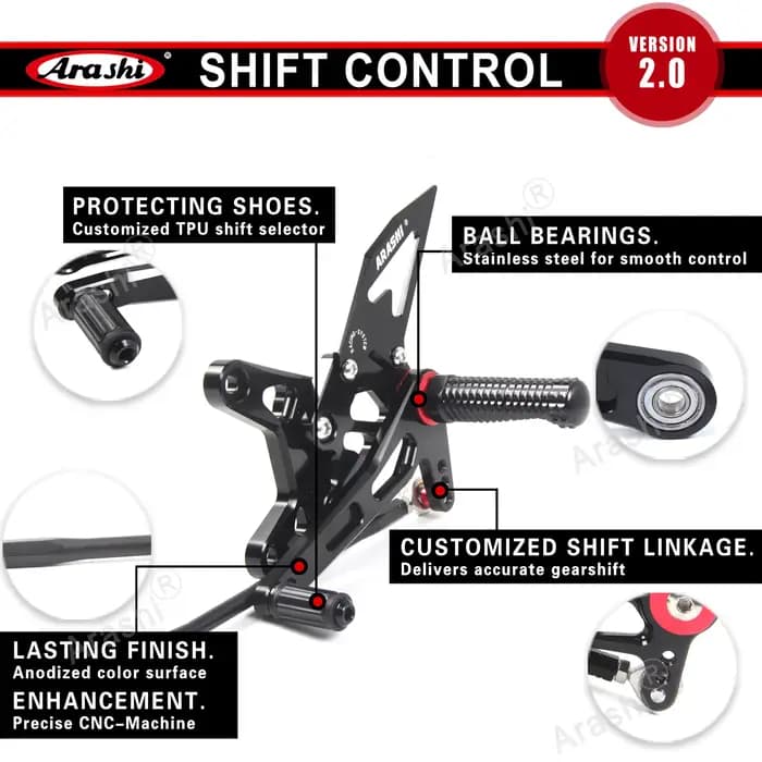 Repose-pieds Arashi Rider Race pour TRIUMPH Street Triple 765R 765RS 2017-2026 2018 2019 2020 2021 CNC Réglables