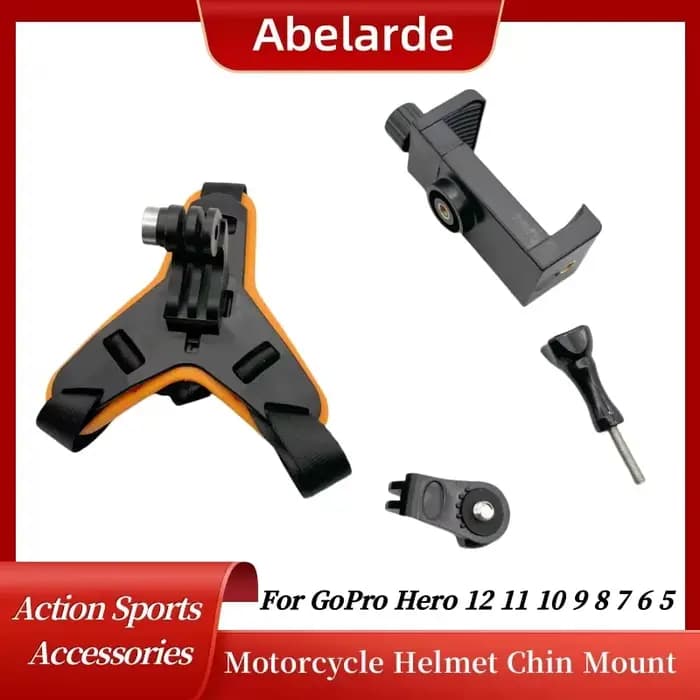 Support de fixation pour mentonnière de casque de moto avec pince pour téléphone pour caméra d'action GoPro 11 10 9