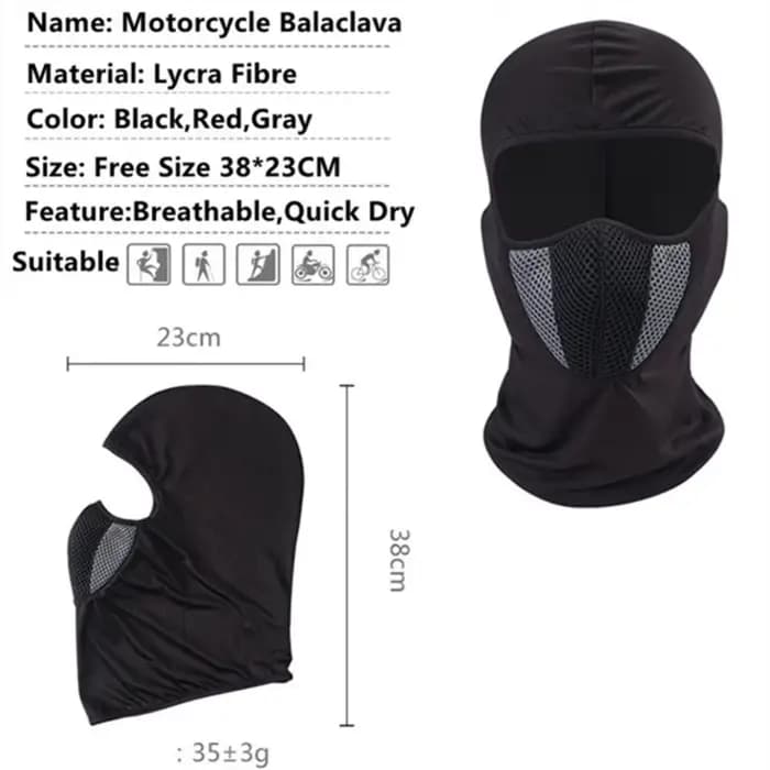 Cagoule respirante intégrale pour moto